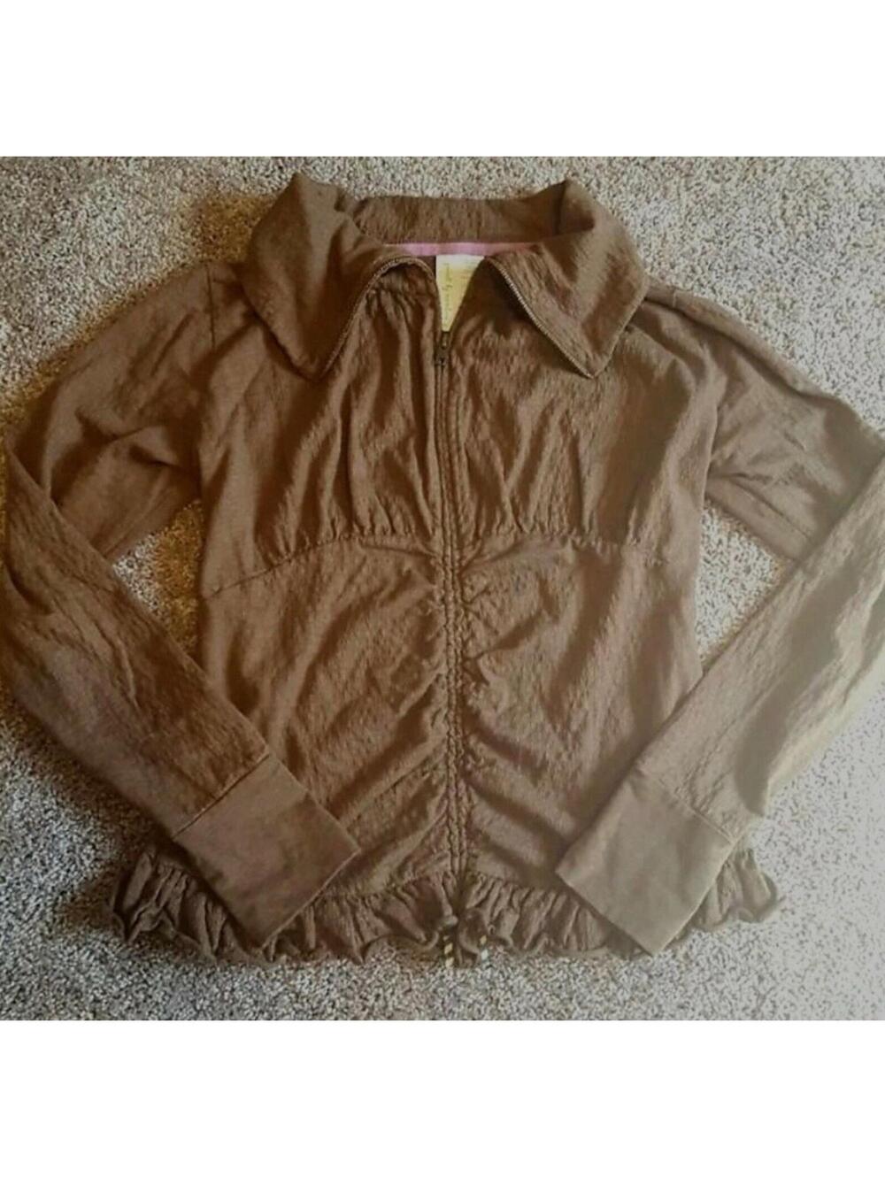 Paint By Numbers Matilda Jane Womens Jacket Medium Brown Stealth Ruffle [COPY]
